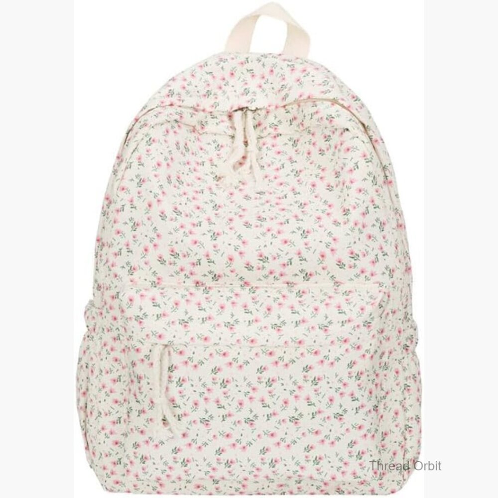 Cotton Canvas Daypack Backpack with 8 Pockets, Waterproof Travel Bag - Picture 1 of 7